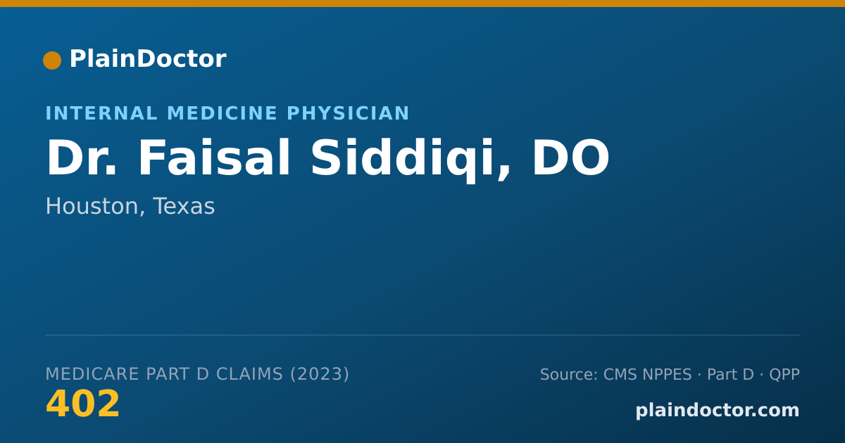 Shareable card for Faisal Siddiqi, DO - Internal Medicine Physician, Houston, TX