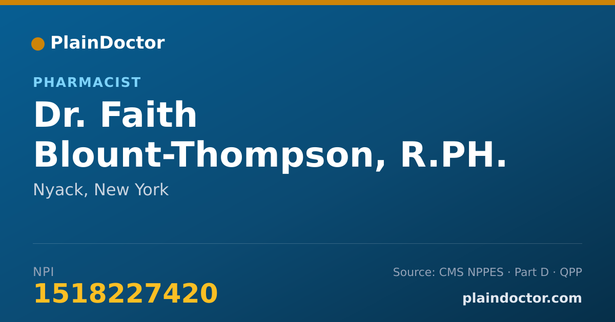 Shareable card for Faith Blount-Thompson, R.PH. - Pharmacist, Nyack, NY