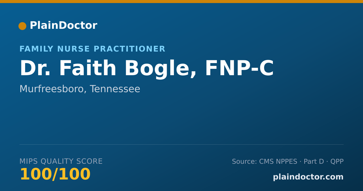 Shareable card for Faith Bogle, FNP-C - Family Nurse Practitioner, Murfreesboro, TN