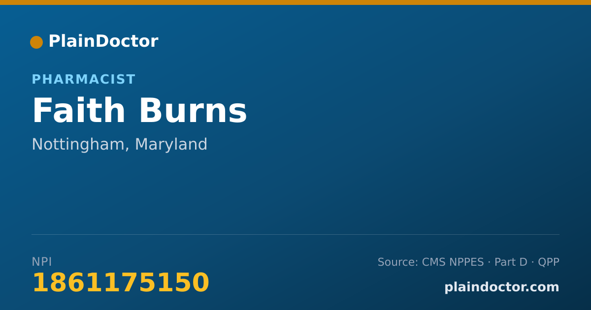 Shareable card for Faith Burns - Pharmacist, Nottingham, MD
