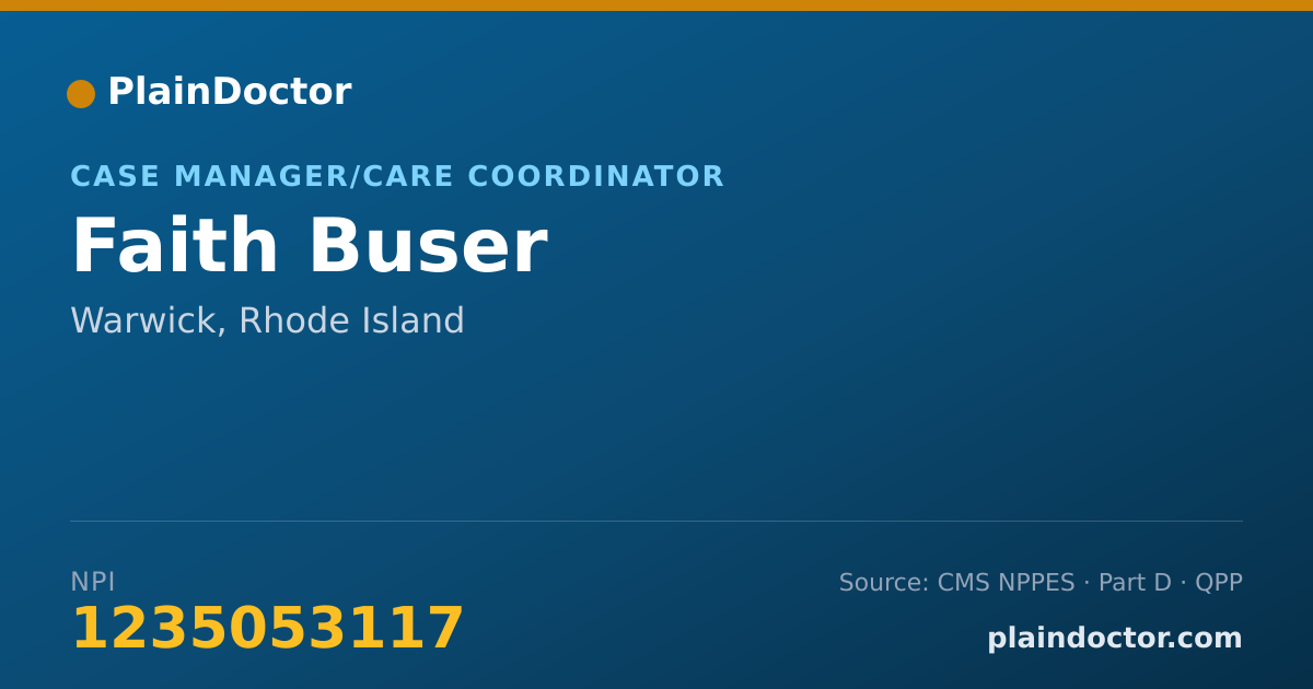 Shareable card for Faith Buser - Case Manager/Care Coordinator, Warwick, RI
