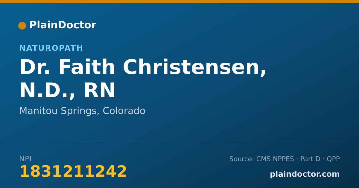 Shareable card for Faith Christensen, N.D., RN - Naturopath, Manitou Springs, CO