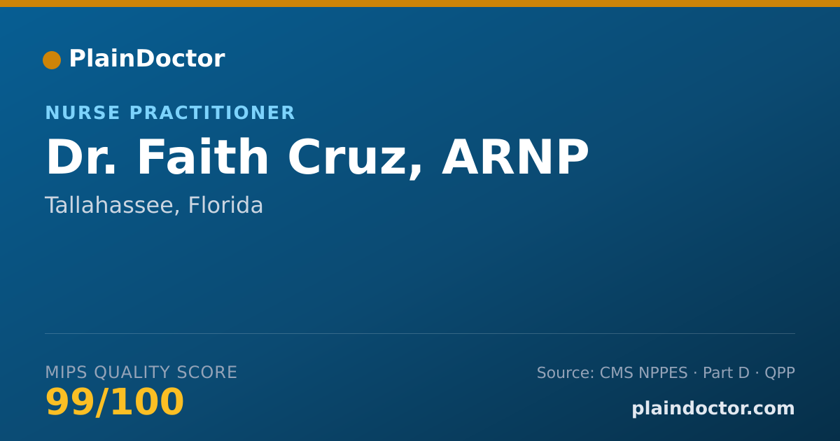 Shareable card for Faith Cruz, ARNP - Nurse Practitioner, Tallahassee, FL
