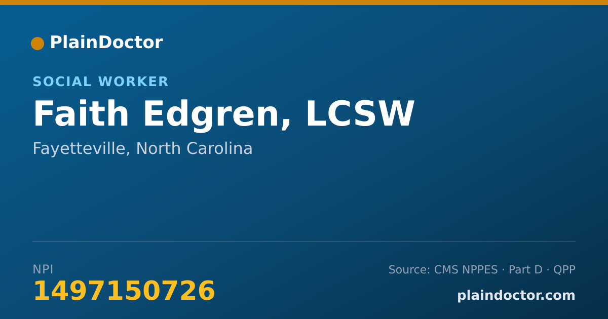 Shareable card for Faith Edgren, LCSW - Social Worker, Fayetteville, NC