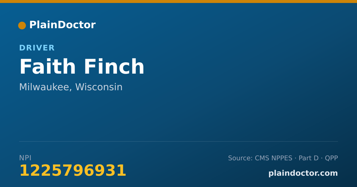 Shareable card for Faith Finch - Driver, Milwaukee, WI