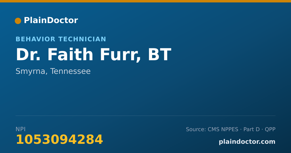 Shareable card for Faith Furr, BT - Behavior Technician, Smyrna, TN