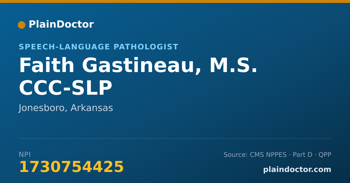 Shareable card for Faith Gastineau, M.S. CCC-SLP - Speech-Language Pathologist, Jonesboro, AR