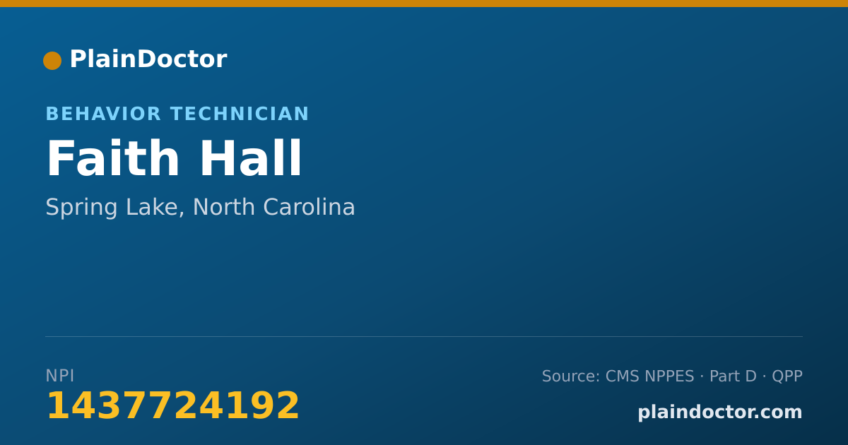 Shareable card for Faith Hall - Behavior Technician, Spring Lake, NC