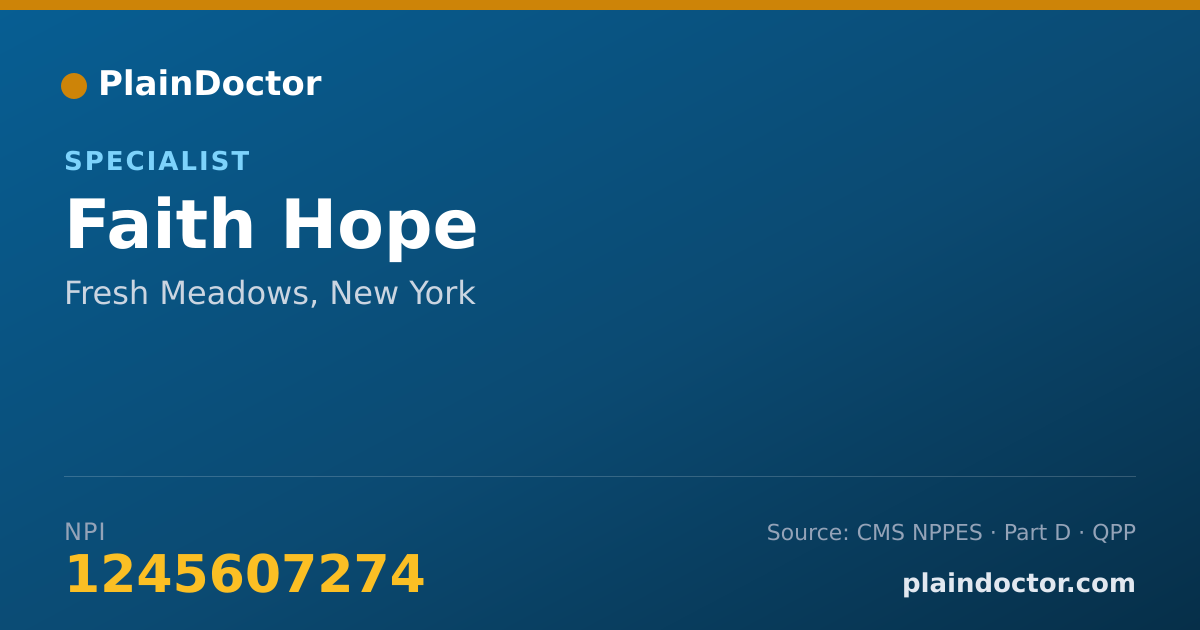 Shareable card for Faith Hope - Specialist, Fresh Meadows, NY