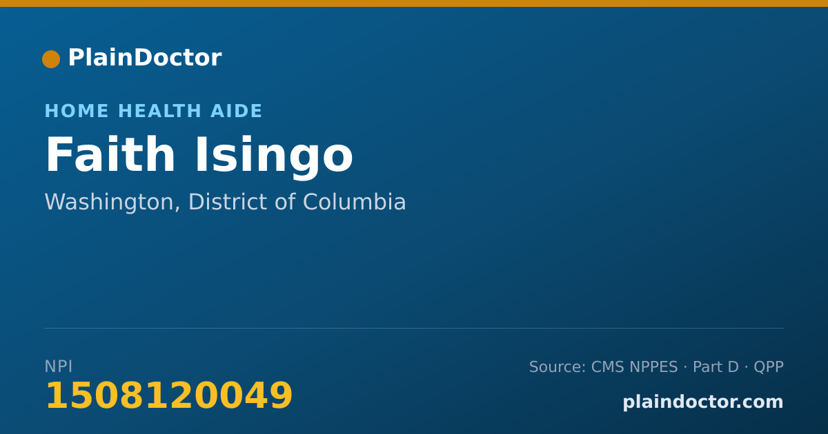 Shareable card for Faith Isingo - Home Health Aide, Washington, DC