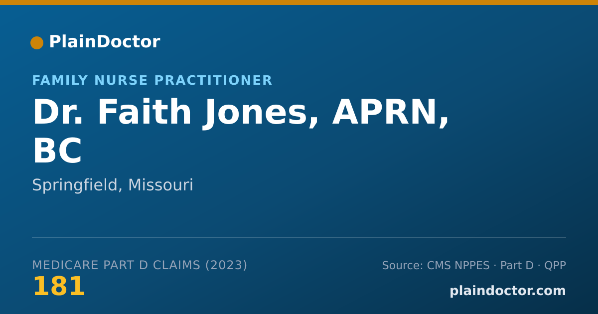 Shareable card for Faith Jones, APRN, BC - Family Nurse Practitioner, Springfield, MO