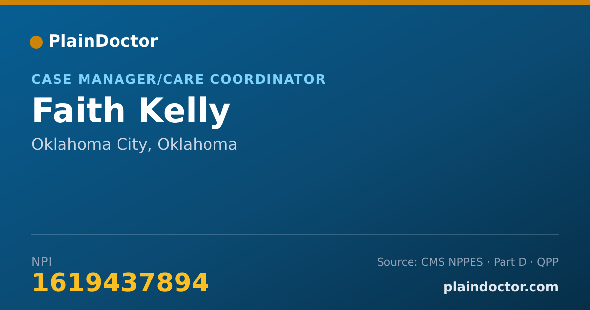 Shareable card for Faith Kelly - Case Manager/Care Coordinator, Oklahoma City, OK