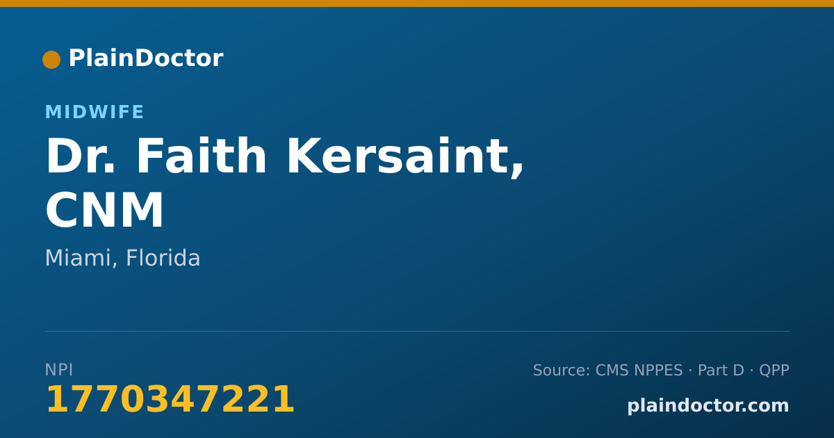 Shareable card for Faith Kersaint, CNM - Midwife, Miami, FL