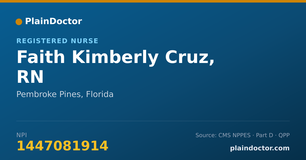Shareable card for Faith Kimberly Cruz, RN - Registered Nurse, Pembroke Pines, FL