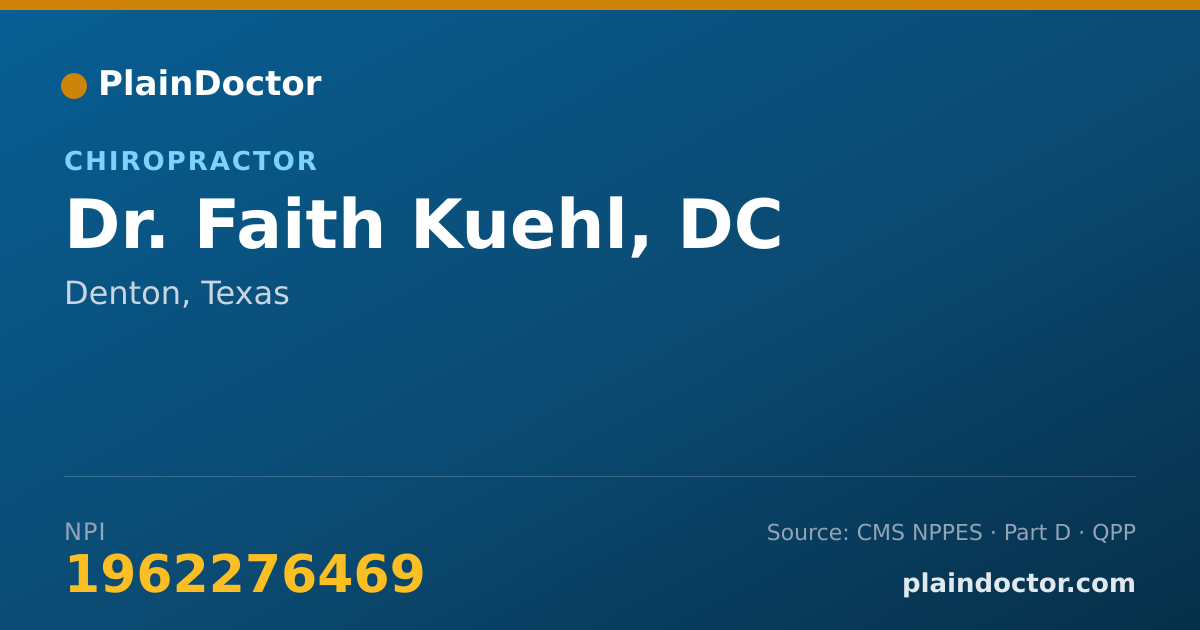 Shareable card for Faith Kuehl, DC - Chiropractor, Denton, TX