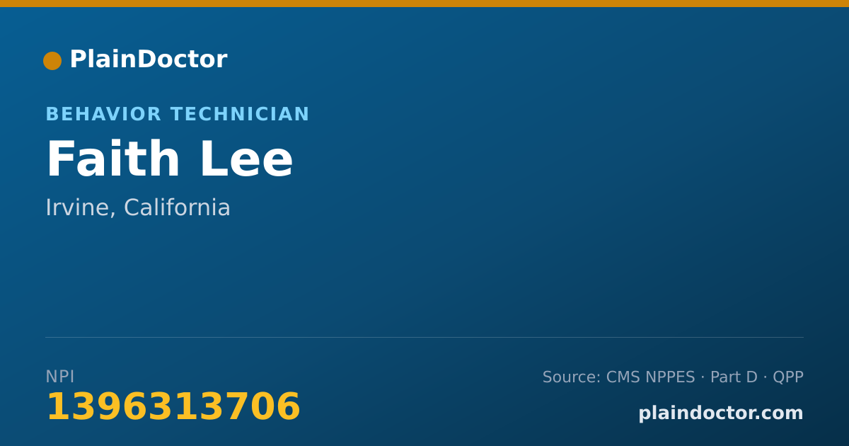 Shareable card for Faith Lee - Behavior Technician, Irvine, CA