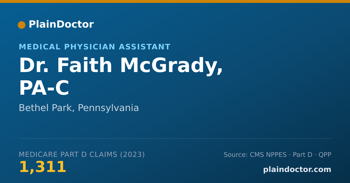 Shareable card for Faith McGrady, PA-C - Medical Physician Assistant, Bethel Park, PA
