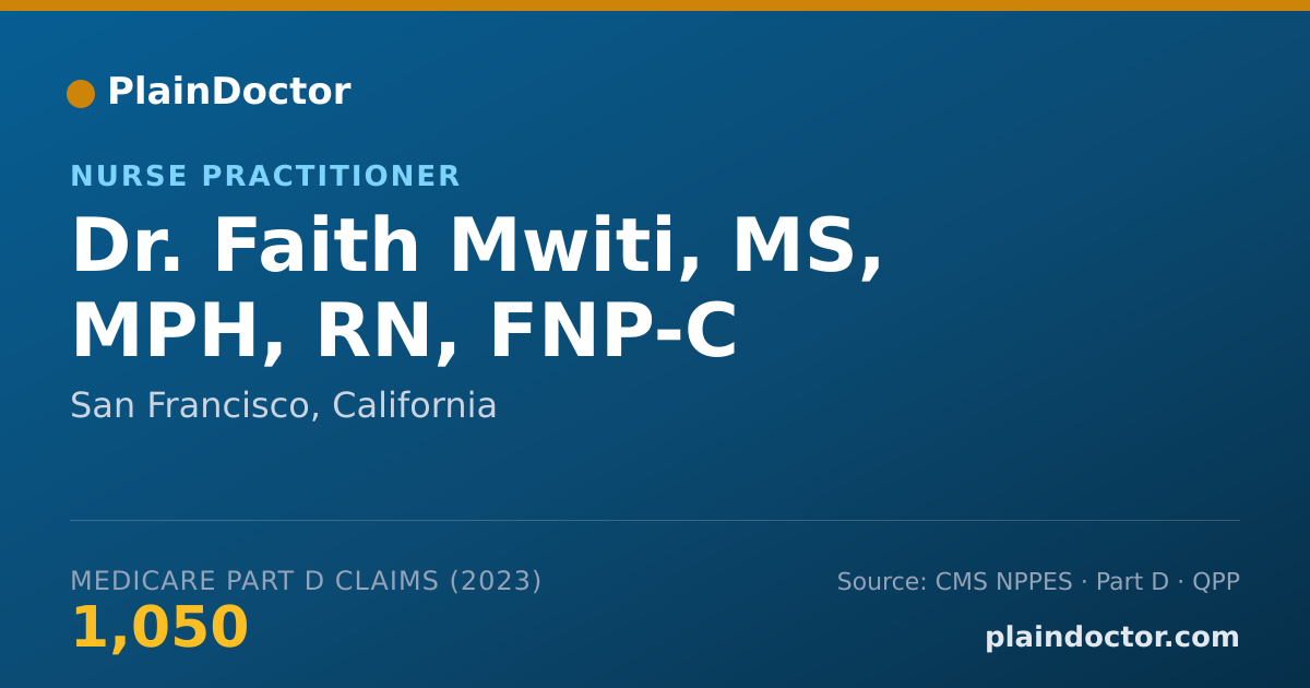 Shareable card for Faith Mwiti, MS, MPH, RN, FNP-C - Nurse Practitioner, San Francisco, CA