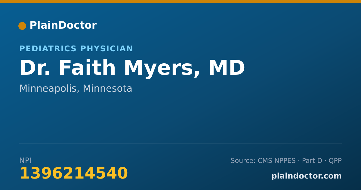 Shareable card for Faith Myers, MD - Pediatrics Physician, Minneapolis, MN