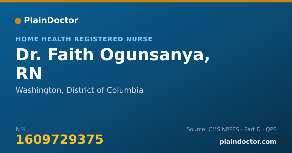 Shareable card for Faith Ogunsanya, RN - Home Health Registered Nurse, Washington, DC