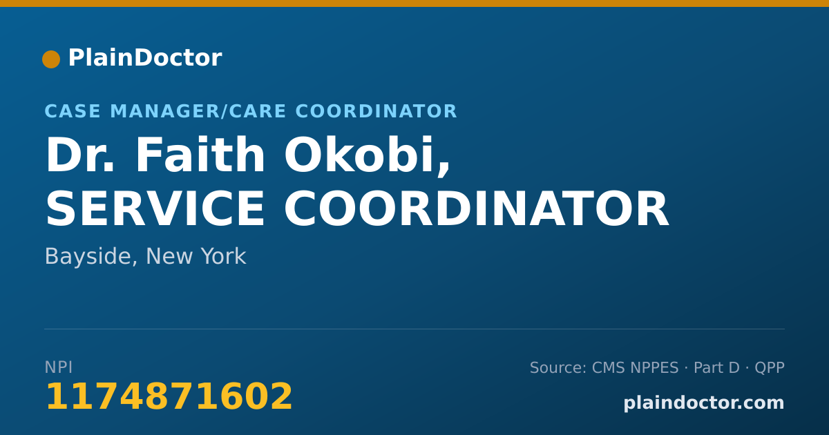 Shareable card for Faith Okobi, SERVICE COORDINATOR - Case Manager/Care Coordinator, Bayside, NY