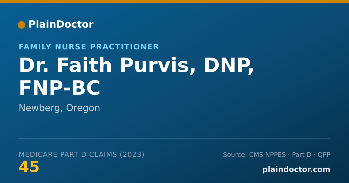 Shareable card for Faith Purvis, DNP, FNP-BC - Family Nurse Practitioner, Newberg, OR