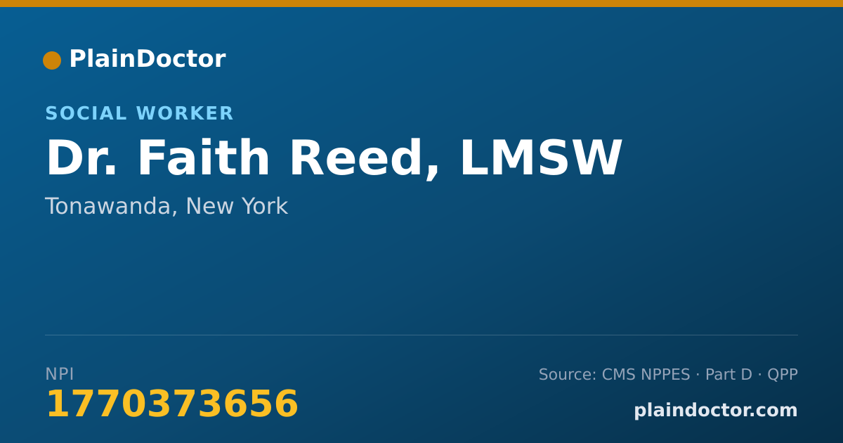 Shareable card for Faith Reed, LMSW - Social Worker, Tonawanda, NY