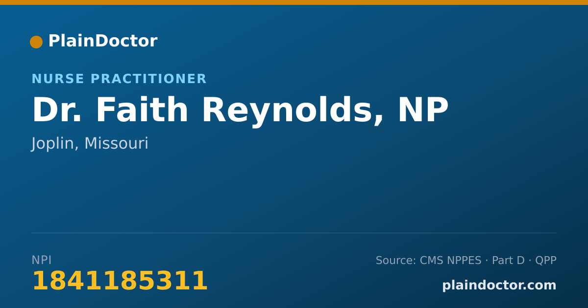 Shareable card for Faith Reynolds, NP - Nurse Practitioner, Joplin, MO