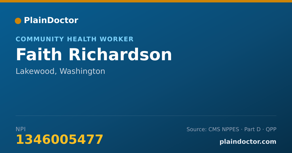 Shareable card for Faith Richardson - Community Health Worker, Lakewood, WA