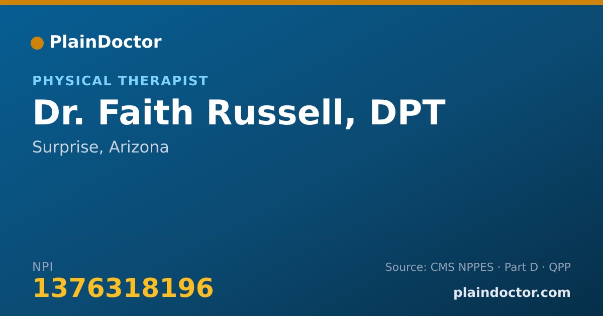 Shareable card for Faith Russell, DPT - Physical Therapist, Surprise, AZ