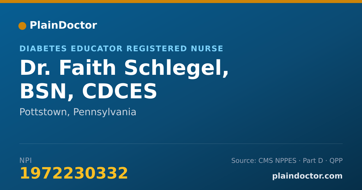 Shareable card for Faith Schlegel, BSN, CDCES - Diabetes Educator Registered Nurse, Pottstown, PA