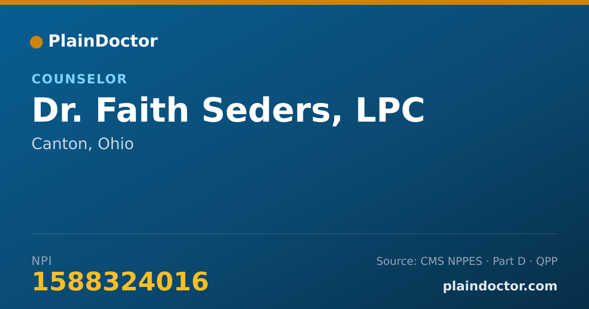 Shareable card for Faith Seders, LPC - Counselor, Canton, OH
