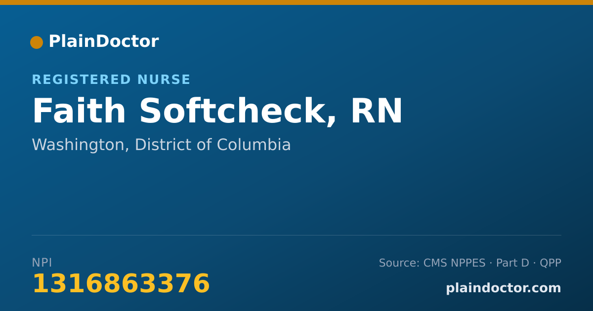 Shareable card for Faith Softcheck, RN - Registered Nurse, Washington, DC