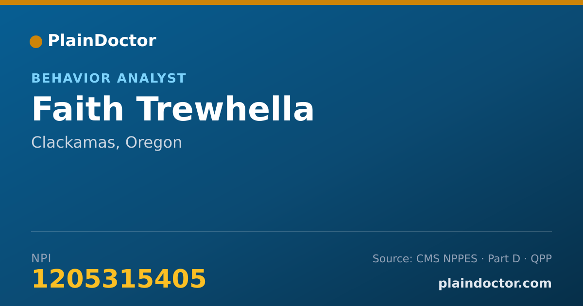 Shareable card for Faith Trewhella - Behavior Analyst, Clackamas, OR