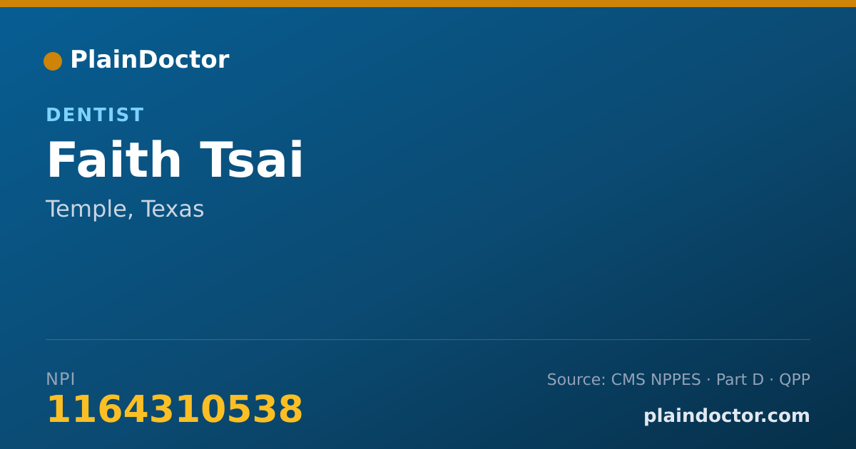 Shareable card for Faith Tsai - Dentist, Temple, TX