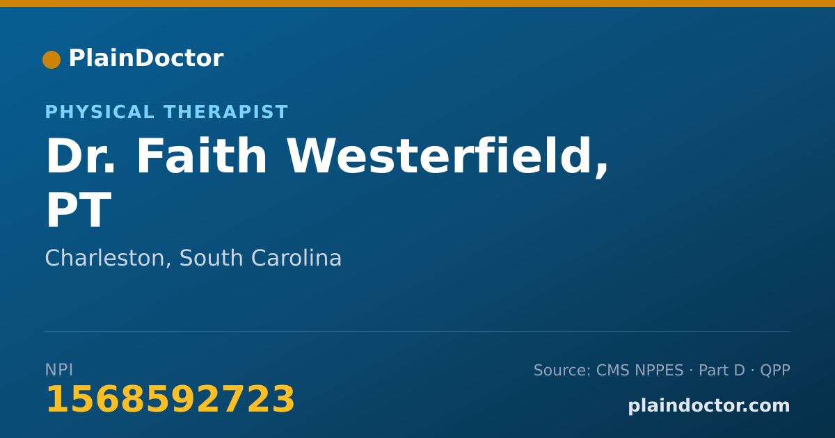 Shareable card for Faith Westerfield, PT - Physical Therapist, Charleston, SC