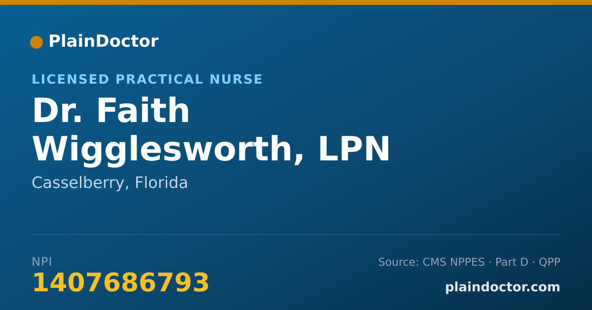Shareable card for Faith Wigglesworth, LPN - Licensed Practical Nurse, Casselberry, FL