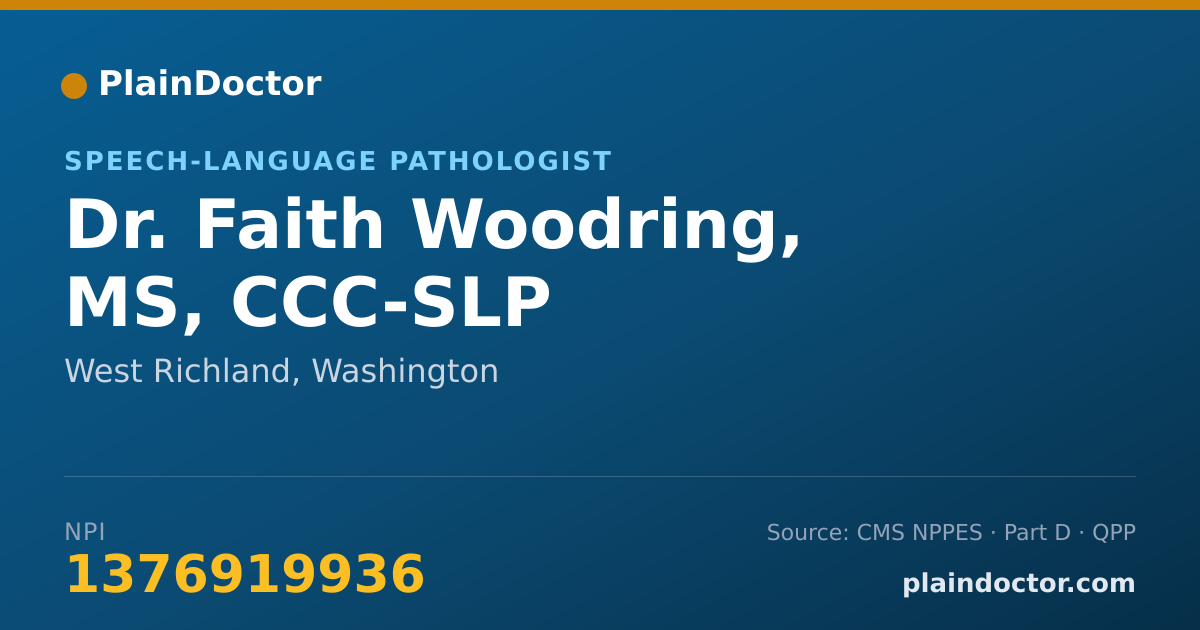 Shareable card for Faith Woodring, MS, CCC-SLP - Speech-Language Pathologist, West Richland, WA