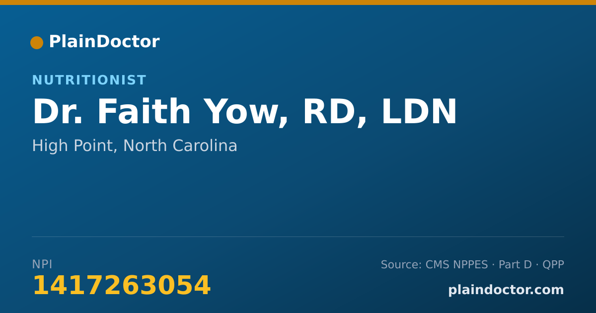 Shareable card for Faith Yow, RD, LDN - Nutritionist, High Point, NC
