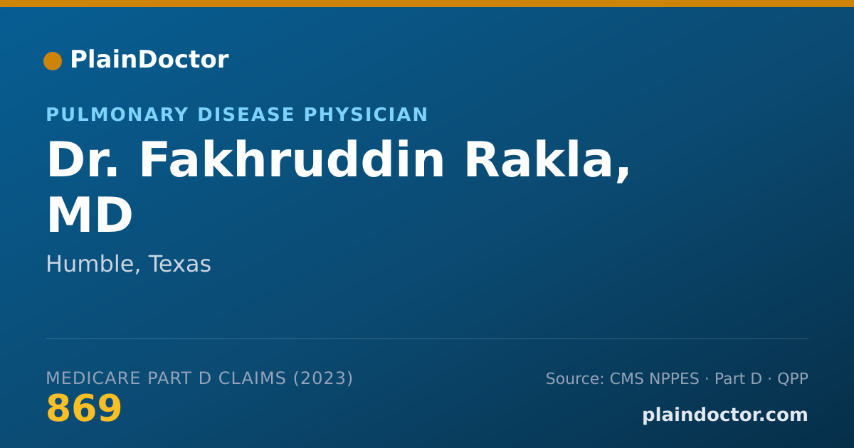 Shareable card for Fakhruddin Rakla, MD - Pulmonary Disease Physician, Humble, TX