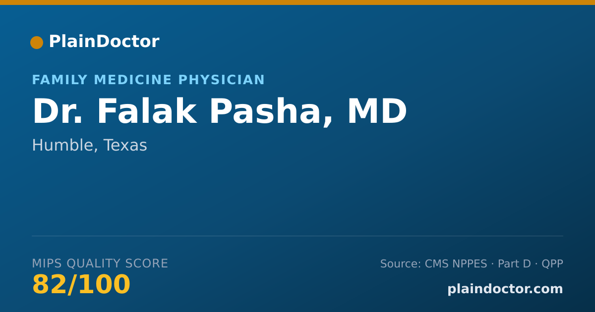Shareable card for Falak Pasha, MD - Family Medicine Physician, Humble, TX