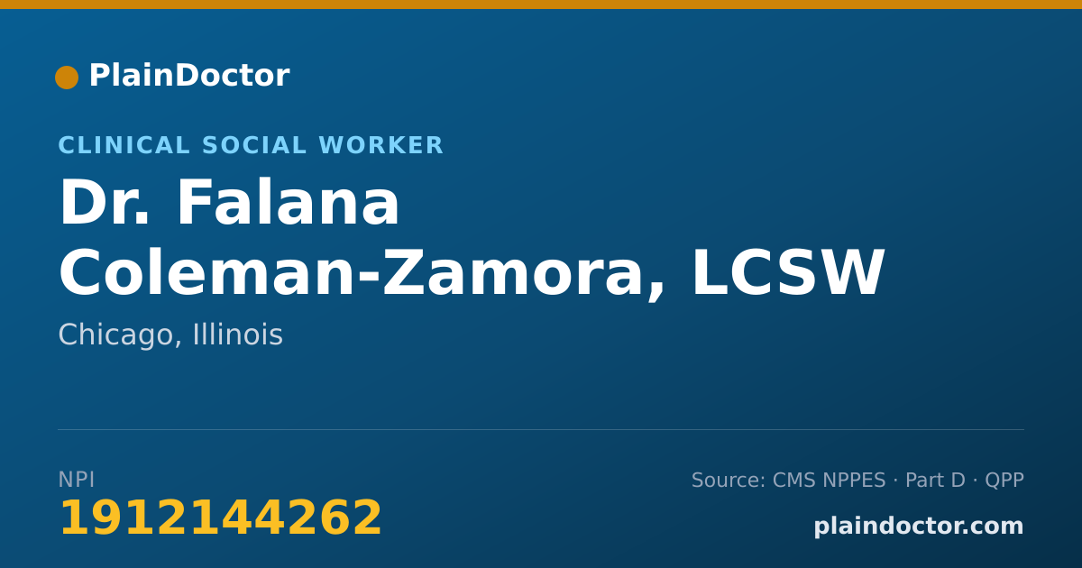 Shareable card for Falana Coleman-Zamora, LCSW - Clinical Social Worker, Chicago, IL