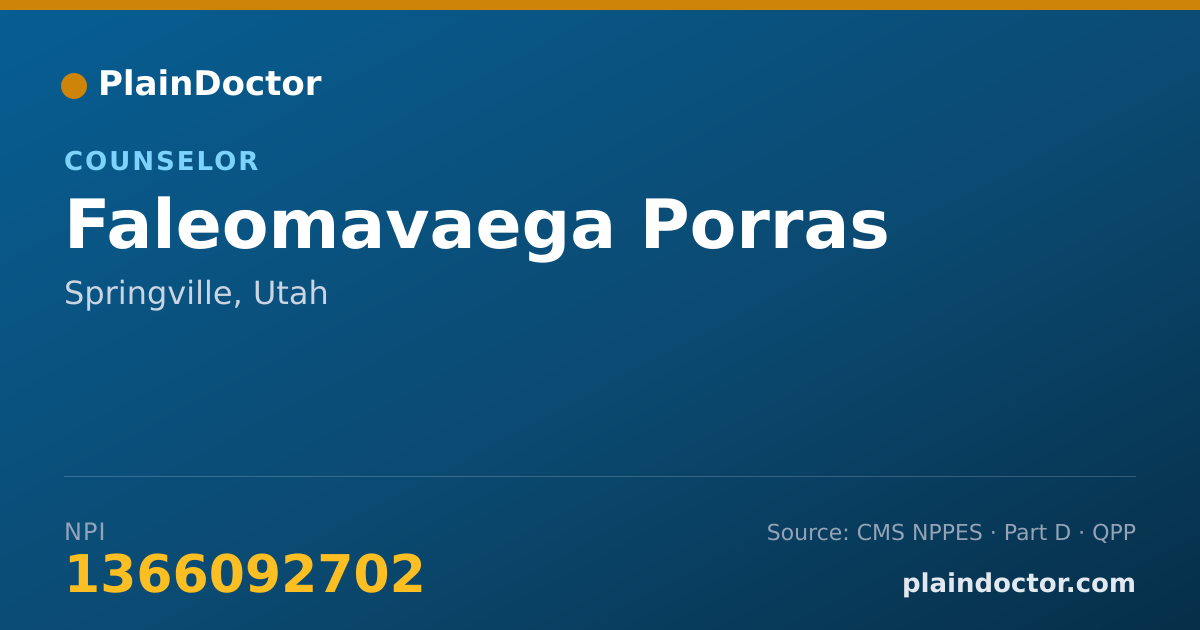 Shareable card for Faleomavaega Porras - Counselor, Springville, UT