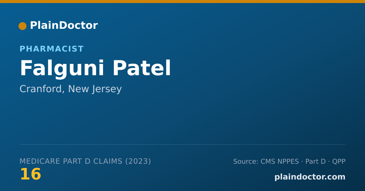 Shareable card for Falguni Patel - Pharmacist, Cranford, NJ