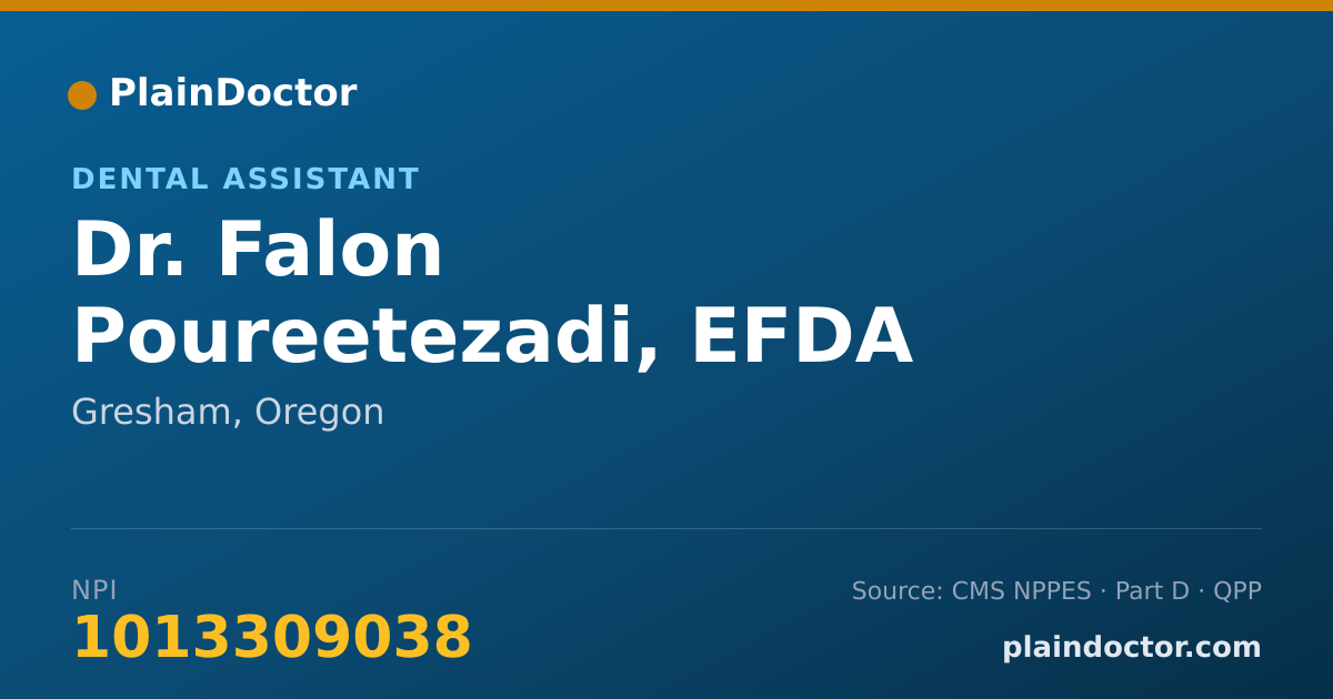 Shareable card for Falon Poureetezadi, EFDA - Dental Assistant, Gresham, OR