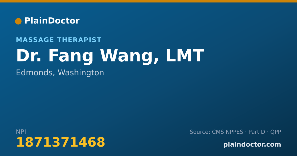 Shareable card for Fang Wang, LMT - Massage Therapist, Edmonds, WA