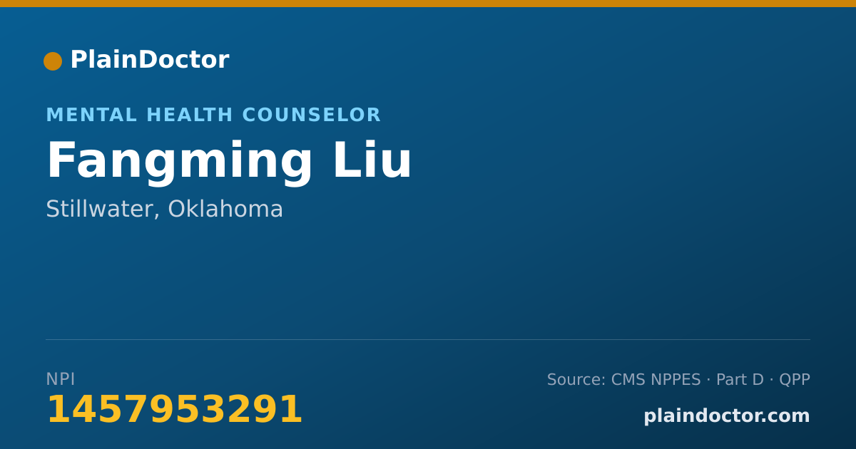 Shareable card for Fangming Liu - Mental Health Counselor, Stillwater, OK