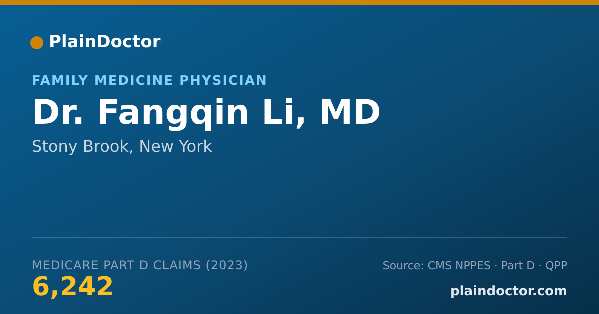 Shareable card for Fangqin Li, MD - Family Medicine Physician, Stony Brook, NY