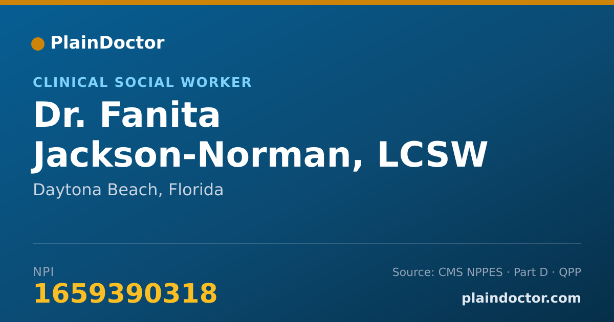Shareable card for Fanita Jackson-Norman, LCSW - Clinical Social Worker, Daytona Beach, FL