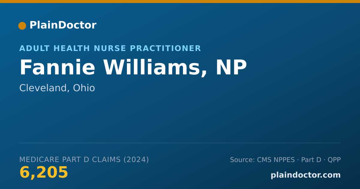 Shareable card for Fannie Williams, NP - Adult Health Nurse Practitioner, Cleveland, OH